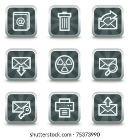 E-mail web icons set 2, grey square buttons