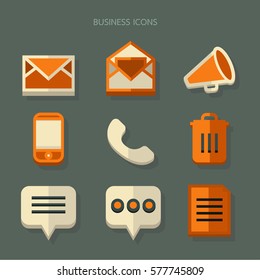 Email web icons set Business