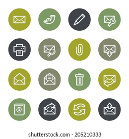 Juego de iconos web de correo electrónico, botones de color
