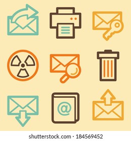 E-mail web icons set in retro style 