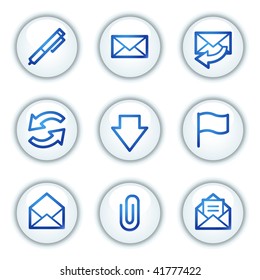 E-mail web icons, white circle buttons series