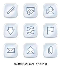 E-mail web icons, white glossy buttons