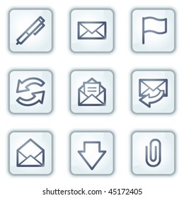 E-mail web icons, white square buttons series