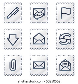 Iconos web de correo electrónico, serie de sellos blancos
