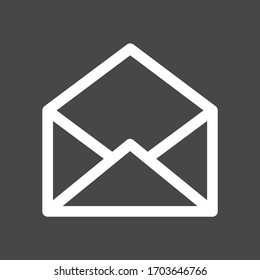 Icono de línea vectorial de color blanco de correo electrónico con fondo oscuro