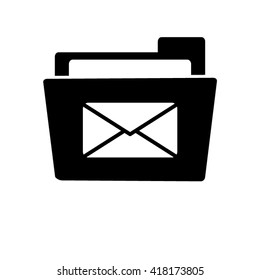 Email - white vector  icon; black folder