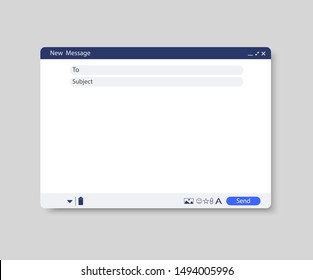 Email Window. E-mail Blank Template. Interface For Mail Message. 