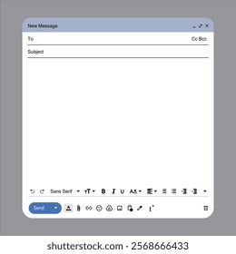 Email window template blank email mockup screen vector