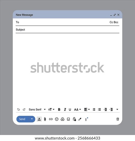 Email window template blank email mockup screen vector