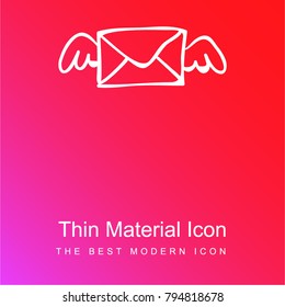 Email winged envelope outlined sketch red and pink gradient material white icon minimal design