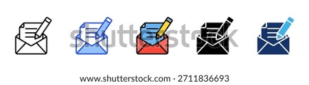 Email Writing Icon Collection With Multiple Styles