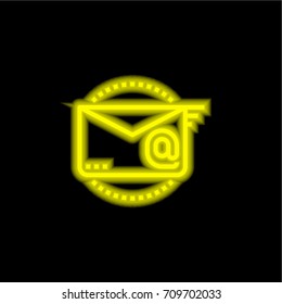 Email yellow glowing neon ui ux icon. Glowing sign logo vector