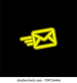 Email yellow glowing neon ui ux icon. Glowing sign logo vector