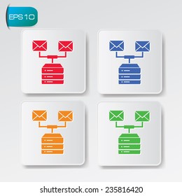 Email,Database icon on buttons,clean vector