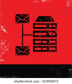 Email,Database,Networking design on red background, grunge vector