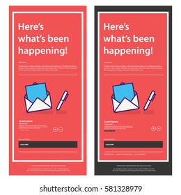 Emailer Newsletter Design Template With Envelope and Pen (Vector Illustration)