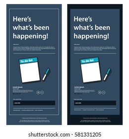 Emailer Newsletter Design Template With Notepad and Pen (Vector Illustration)