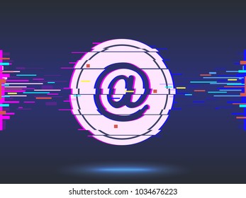 email.glitch design,neon icon, abstract background. vector