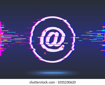 email.glitch design,neon icon, abstract background. vector