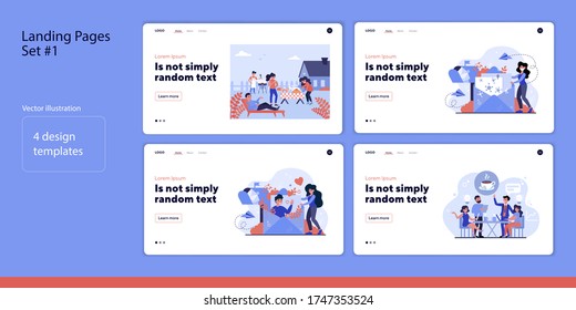 Emailing and meeting set. Family and friend gathering, eating , sending or receiving mail. Flat vector illustration. Communication concept for banner, website design or landing web page