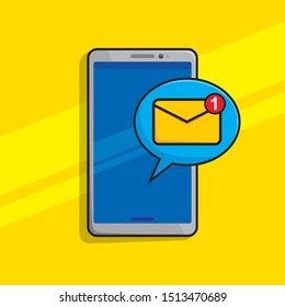 Email/message on smartphone vector illustration. Email/message notification concept on smartphone