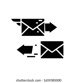 Emails black icon, concept illustration, vector flat symbol, glyph sign.