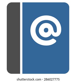 Emails icon from Business Bicolor Set. This flat vector symbol uses cobalt and gray colors, rounded angles, and isolated on a white background.