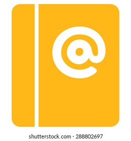 Emails icon from Business Bicolor Set. This flat vector symbol uses yellow color, rounded angles, and isolated on a white background.