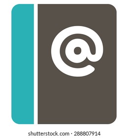 Emails icon from Business Bicolor Set. This flat vector symbol uses grey and cyan colors, rounded angles, and isolated on a white background.