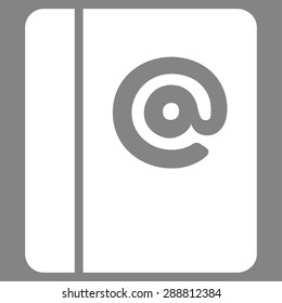 Emails icon from Business Bicolor Set. This flat vector symbol uses white color, rounded angles, and isolated on a gray background.