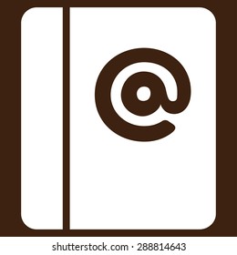 Emails icon from Business Bicolor Set. This flat vector symbol uses white color, rounded angles, and isolated on a brown background.