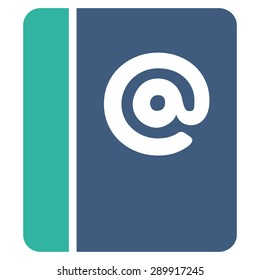 Emails icon from Business Bicolor Set. This flat vector symbol uses cobalt and cyan colors, rounded angles, and isolated on a white background.