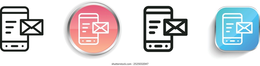 ícone e-mails. Design fino, linear, regular e estilo botão isolado no fundo branco