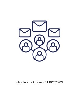 icono de línea de correo electrónico y personas