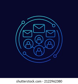 icono de vector de línea de correo electrónico y personas