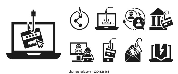 Emails phishing icon set. Simple set of emails phishing vector icons for web design on white background