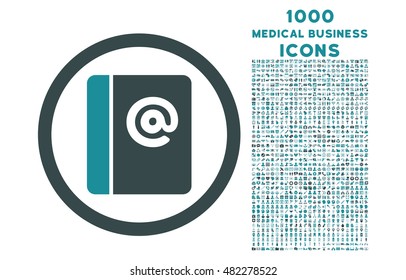 Emails rounded vector bicolor icon with 1000 medical business icons. Set style is flat pictograms, soft blue colors, white background.