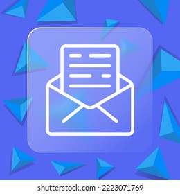 Emails set icon. Communication, letter, open envelope, incoming, new, contact us, write, send message, mail, messaging, management. Business concept. Glassmorphism style.