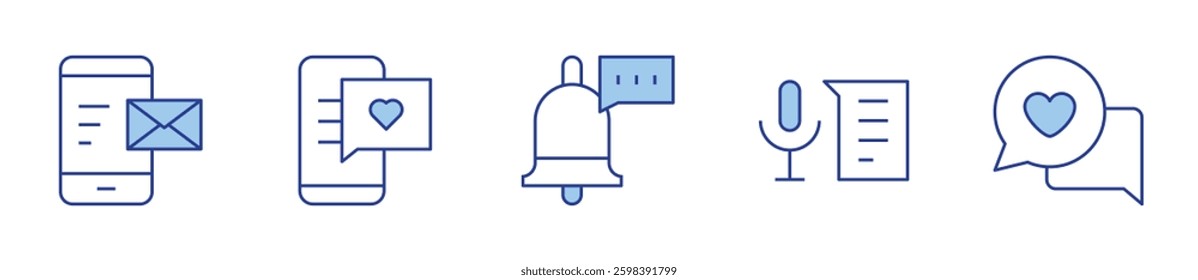emails, speech, chat, dating app, notification. Messaging Icon vector illustration. Line Duotone style. Editable stroke.