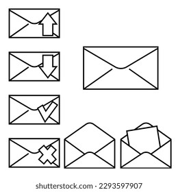 Paquete de iconos vectoriales de correos electrónicos. Cartas