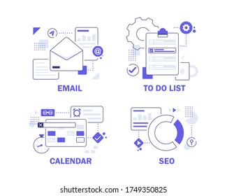 Email,to Do List,calendar,seo,flat Design Icon Vector Illustration