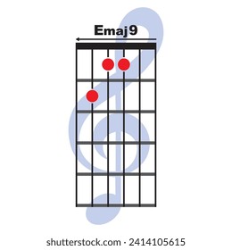 Emaj 9  guitar chord icon. Basic guitar chord vector illustration symbol design