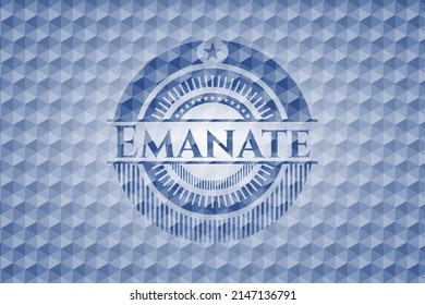 Emanate blue emblem or badge with abstract geometric pattern background. Vector Illustration. Detailed. 
