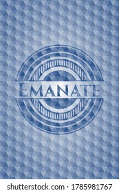 Emanate blue hexagon emblem. Vector Illustration. Detailed. 