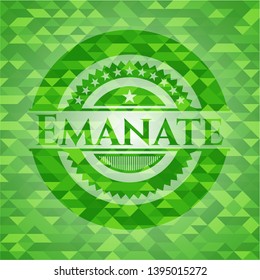 Emanate realistic green emblem. Mosaic background. Vector Illustration. Detailed.