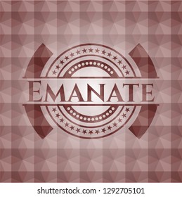 Emanate red geometric emblem. Seamless.