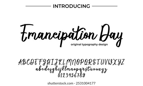 Emanzipation Day Font Stilvoller Pinsel gemalt ein Großbuchstaben, Vektorbuchstaben, Alphabet, Schrift