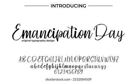 Emanzipation Day Font Stilvoller Pinsel gemalt ein Großbuchstaben, Vektorbuchstaben, Alphabet, Schrift