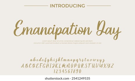 Emanzipation Day Font Stilvoller Pinsel gemalt ein Großbuchstaben, Vektorbuchstaben, Alphabet, Schrift