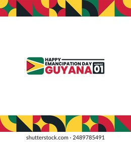 Emanzipationstag in Guyana, 1. August, geeignet für Social Media Post, Kartengruß, Banner, Vorlage Design, Druck, geeignet für Veranstaltung, Website, Vektorgrafik, mit Fahne von Guyana Illustration.